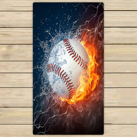 PKQWTM Baseball Ball In Fire And Water Of The Baseball Ball Microfiber Bath Towels Bathroom Body Shower Towel Size 30x56 Inches