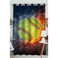 thumbnail image 1 of PKQWTM Baseball Ball on Fire Water Practical heat insulation Shading Window Curtain Size 52(W) x 84(H) inches(One Piece), 1 of 1