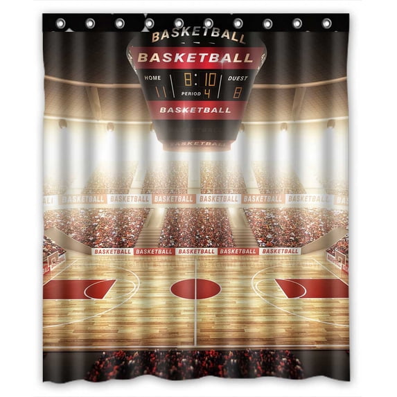 PKQWTM Basketball Arena WaterProof Polyester Fabric Shower Curtain Size 60x72 Inches
