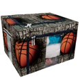 thumbnail image 1 of PKQWTM Basketball Sports Grey Brick Wall Storage Bag Clear Window Storage Bins Boxes Large Capacity Foldable Stackable Organizer With Steel Metal Frame For Bedding,Clothes,Closets, Bedrooms, 1 of 3