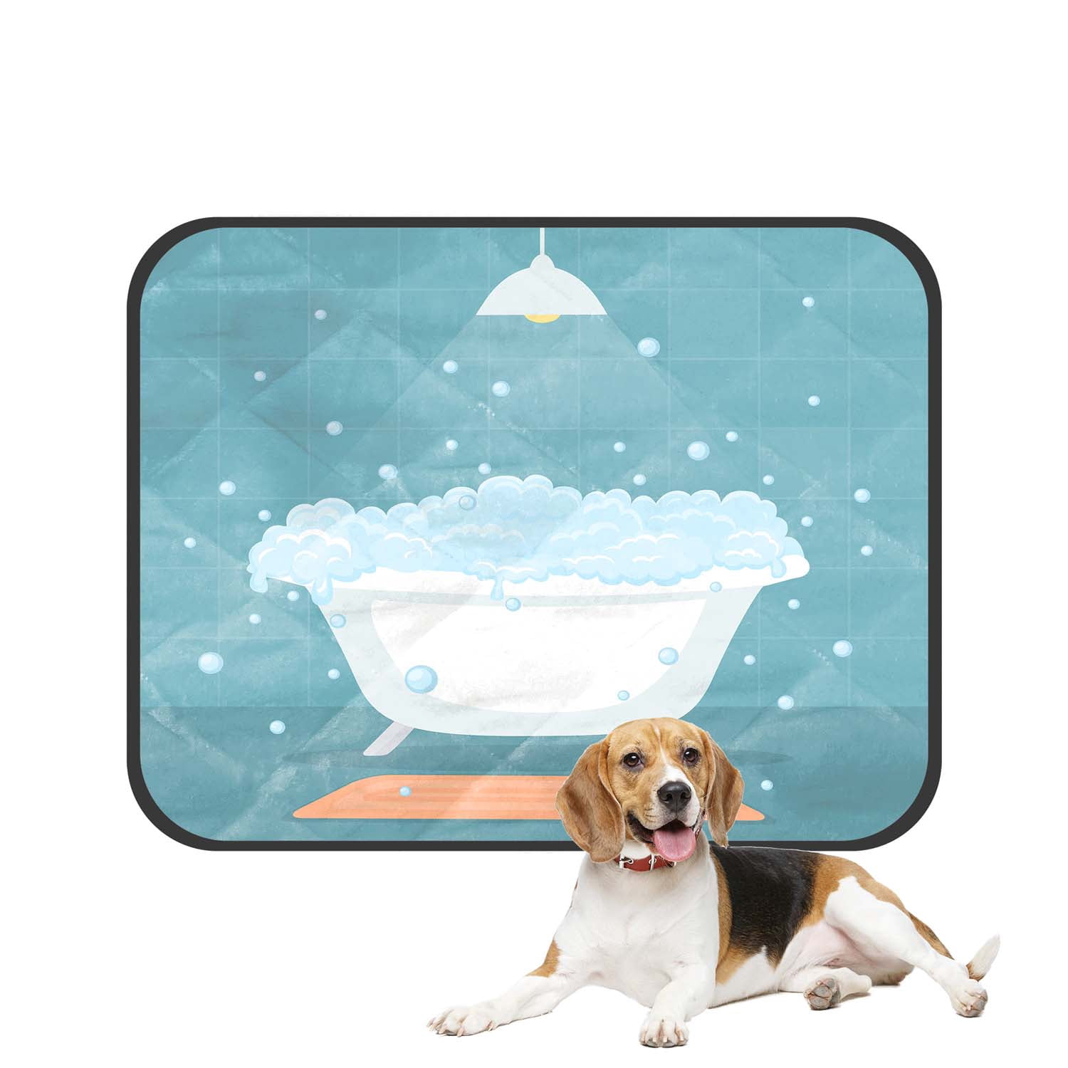 Image showcasing PKQWTM Bathtub With Soap Bubbles In A Bathroom Pet Dog Cat Bed Pee Pads ...