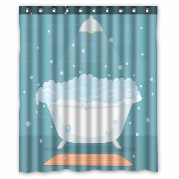 PKQWTM Bathtub With Soap Bubbles In A Bathroom WaterProof Polyester Fabric Shower Curtain Size 60x72 Inches