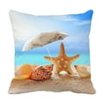 thumbnail image 1 of PKQWTM Beach Umbrella Seashells Starfish Sandy Beach Ocean Bed Decor Pillow Cases Zippered Cushion Cover Size 16x16 Inches, 1 of 1