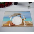 thumbnail image 1 of PKQWTM Beach Umbrella Seashells Starfish Sandy Beach Ocean Kitchen Dining Table Mats Placemats Size 12x18 Inches, Set of 2 Pieces, 1 of 2