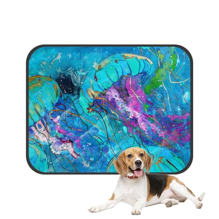 PKQWTM Beatiful Sea Jellyfish Pet Dog Cat Bed Pee Pads Mat Cushion Potty Dogsblankets Crate Bed Kennel 14x18 inch