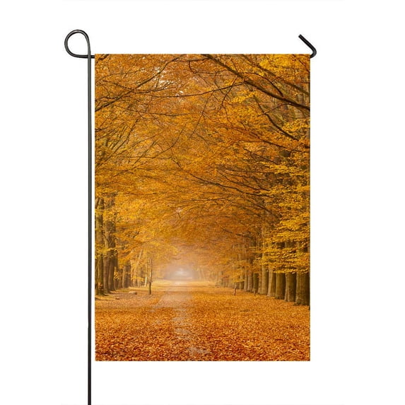PKQWTM Beautiful Autumn Lane In The Forest Yard Decor Home Garden Flag Size 28x40 Inches