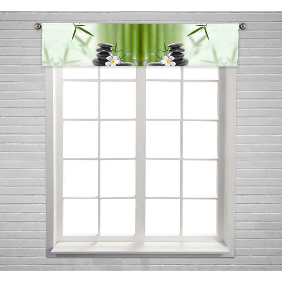 PKQWTM Beautiful Bamboo Border Bamboo Window Curtain Valance Rod Pocket 54x12 inch