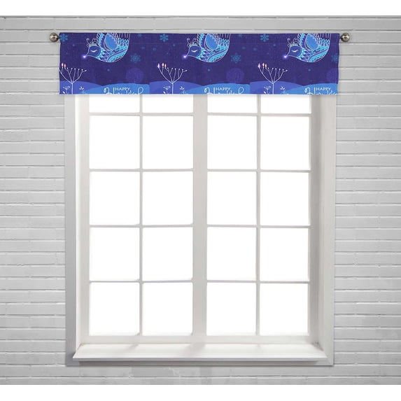 PKQWTM Beautiful Blue Ornate Bird Window Curtain Valance Rod Pocket 54x12 inch