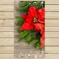 thumbnail image 1 of PKQWTM Beautiful Christmas Tree Branch Red Poinsettia Flower Microfiber Bath Towels Bathroom Body Shower Towel Size 30x56 Inches, 1 of 1