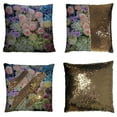 thumbnail image 1 of PKQWTM Beautiful Flowers Reversible Mermaid Cushion Cover Home Decor Sequin Pillow Case Size 18x18 inches, 1 of 2