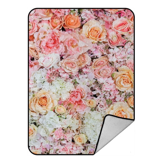 PKQWTM Beautiful Flowers Wedding Scene Blanket Crystal Velvet Throw Bed Blanket 58x80 inches