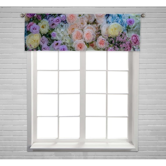 PKQWTM Beautiful Flowers Window Curtain Valance Rod Pocket 54x18 inch