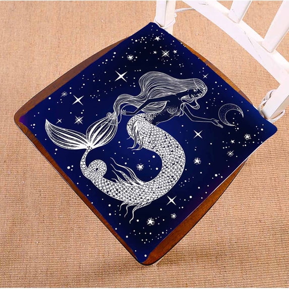 PKQWTM Beautiful Mermaid With Moon In Her Hands Chair Pads Chair Mat Seat Cushion Chair Cushion Floor Cushion Size 16x16 inches