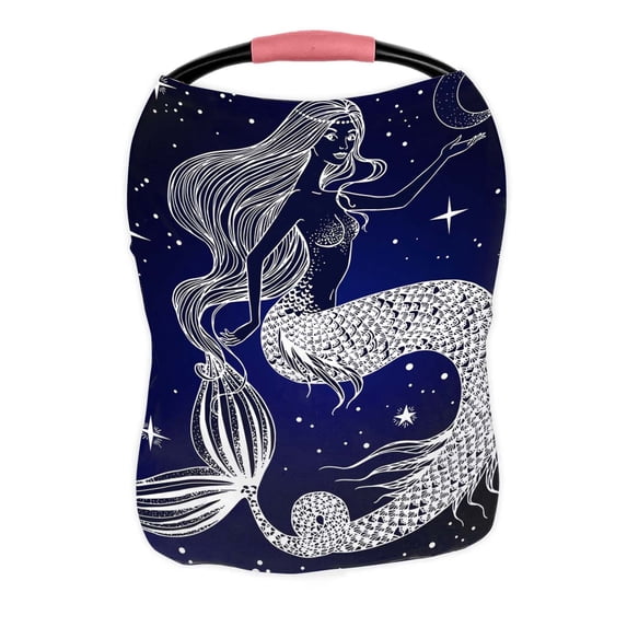 PKQWTM Beautiful Mermaid With Moon In Her Hands Nursing Cover Baby Breastfeeding Infant Feeding Cover Baby Car Seat Cover