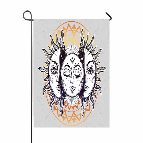 PKQWTM Beautiful Moon And Sun With Faces Yard Decor Home Garden Flag Size 12x18 Inches