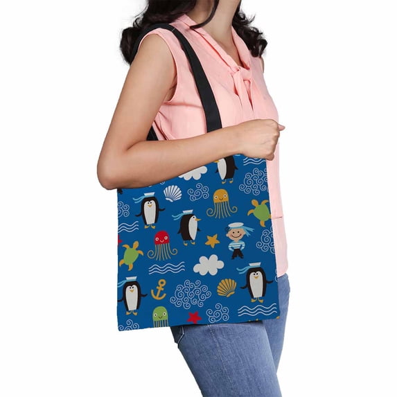 PKQWTM Beautiful Sea Canvas Shoulder Bags Handbags Tote Bags Shopping Bag