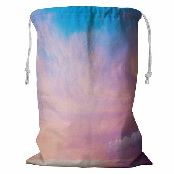 PKQWTM Beautiful Sky With Clouds Storage Basket Laundry Bag with Drawstring Size 18x24 Inch