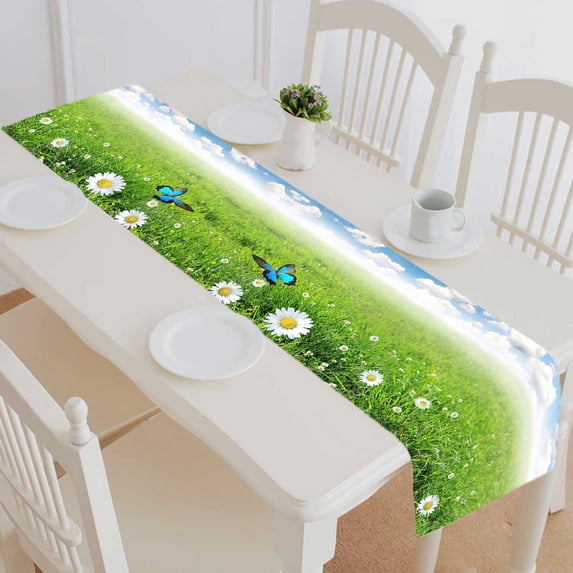PKQWTM Beautiful Spring Scenery Cotton and Linen Table Runner Kitchen Dining Room Supplies Size 14x72 Inch