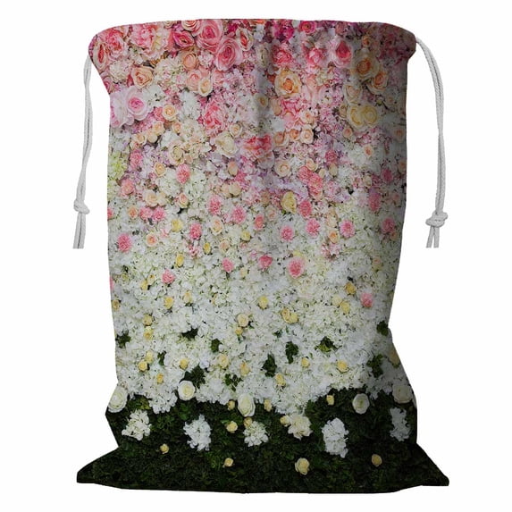 PKQWTM Beautiful flowers wedding scene Storage Basket Laundry Bag with Drawstring Size 24x32 Inch