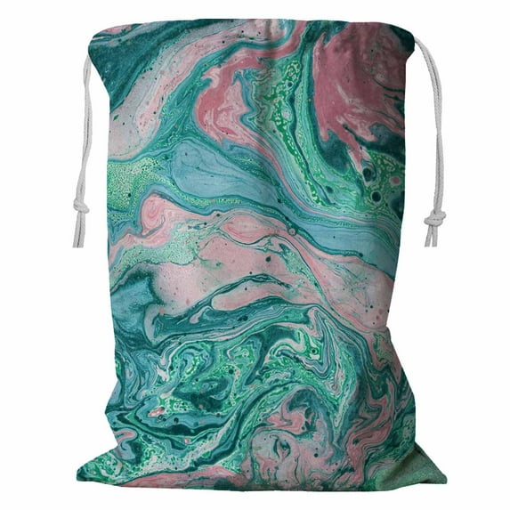 PKQWTM Beautiful hand painted marble texture Storage Basket Laundry Bag with Drawstring Size 24x32 Inch
