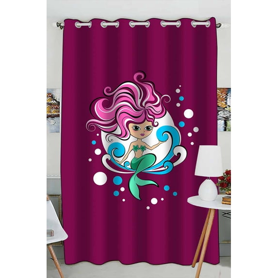 PKQWTM Beautiful little mermaid Practical heat insulation Shading Window Curtain Size 52(W) x 84(H) inches(One Piece)