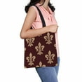 thumbnail image 1 of PKQWTM Beige Brown Floral French Fleur De Lis Dark Brown Canvas Shoulder Bags Handbags Tote Bags Shopping Bag, 1 of 2