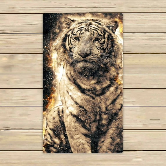 PKQWTM Bengal Tiger fire Microfiber Bath Towels Bathroom Body Shower Towel Size 16x28 Inches