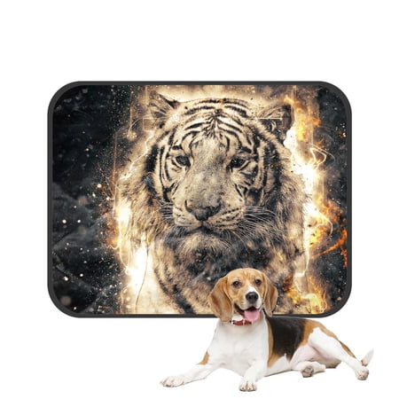 PKQWTM Bengal Tiger fire Pet Dog Cat Bed Pee Pads Mat Cushion Potty Dogs Blankets Crate Bed Kennel 25x30 inch