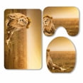 thumbnail image 1 of PKQWTM Big Male Lion Lying Grass 3 Piece Bathroom Rugs Set Bath Rug Contour Mat and Toilet Lid Cover, 1 of 2