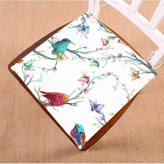 PKQWTM Bird Butterfly Flower Leaf Branch Chair Pads Chair Mat Seat Cushion Chair Cushion Floor Cushion Size 18x18 inches