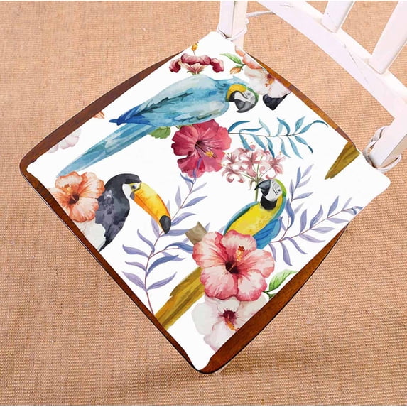 PKQWTM Bird Watercolor Chair Pads Chair Mat Seat Cushion Chair Cushion Floor Cushion Size 16x16 inches