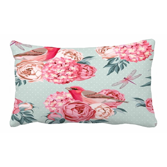 PKQWTM Birds Flowers Bed Decor Pillow Cases Zippered Cushion Cover Size 20x30 Inches