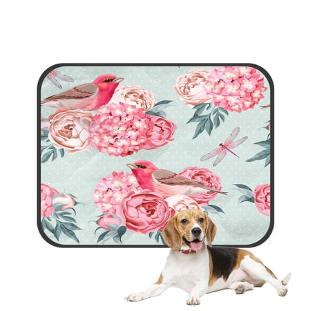 PKQWTM Birds Flowers Pet Dog Cat Bed Pee Pads Mat Cushion Potty Dogsblankets Crate Bed Kennel 28x36 inch