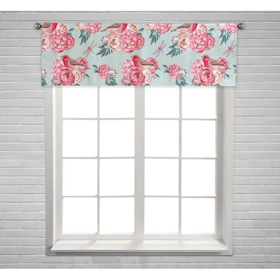 PKQWTM Birds Flowers Window Curtain Valance Rod Pocket 54x18 inch