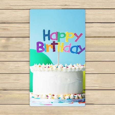 PKQWTM Birthday Cake Microfiber Bath Towels Bathroom Body Shower Towel Size 16x28 Inches