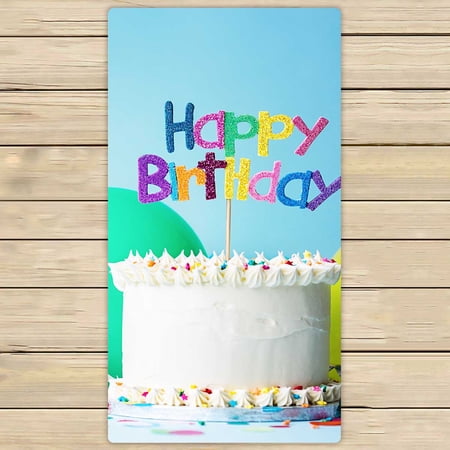 PKQWTM Birthday Cake Microfiber Bath Towels Bathroom Body Shower Towel Size 30x56 Inches
