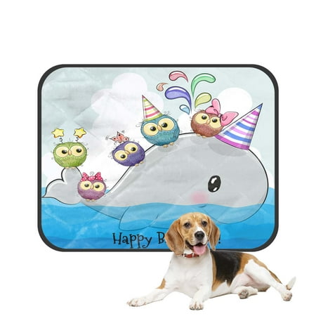 PKQWTM Birthday Card Cute Cartoon Whale Five Owls Rainbow Pet Dog Cat Bed Pee Pads Mat Cushion Potty Dogsblankets Crate Bed Kennel 14x18 inch