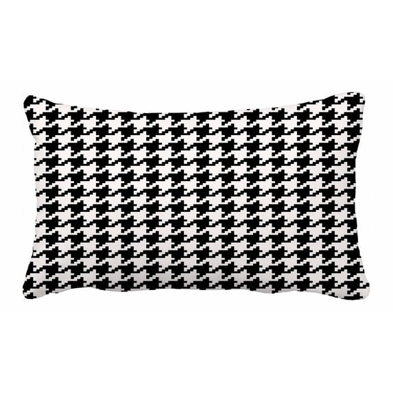 PKQWTM Black And White Houndstooth Pattern Bed Decor Pillow Cases Zippered Cushion Cover Size 20x30 Inches