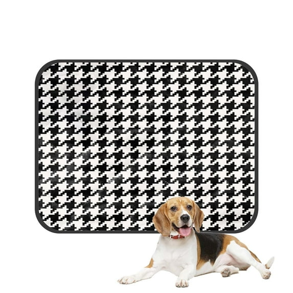 PKQWTM Black And White Houndstooth Pattern Pet Dog Cat Bed Pee Pads Mat Cushion Potty Dogs Blankets Crate Bed Kennel 28x36 inch
