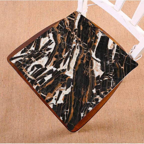 PKQWTM Black Brown Metal Design Marble Chair Pads Chair Mat Seat Cushion Chair Cushion Floor Cushion Size 16x16 inches