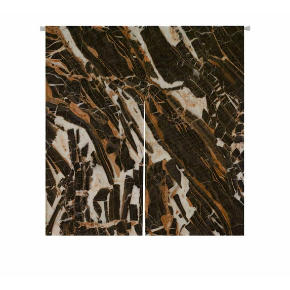 PKQWTM Black Brown Metal Design Marble Door Curtain Window Cover Home Decor Hanging Curtain Size 85x90 CM