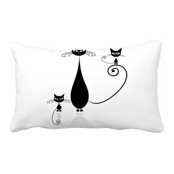 PKQWTM Black Cat Silhouette For Your Bed Decor Pillow Cases Zippered Cushion Cover Size 20x30 Inches