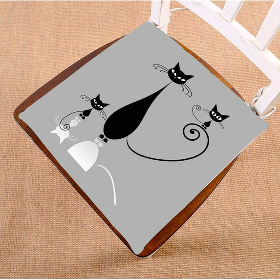 PKQWTM Black Cat Silhouette For Your Chair Pads Chair Mat Seat Cushion Chair Cushion Floor Cushion Size 18x18 inches