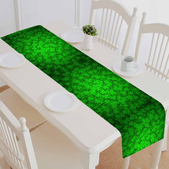 PKQWTM Black Green Colors Cotton and Linen Table Runner Kitchen Dining Room Supplies Size 14x72 Inch