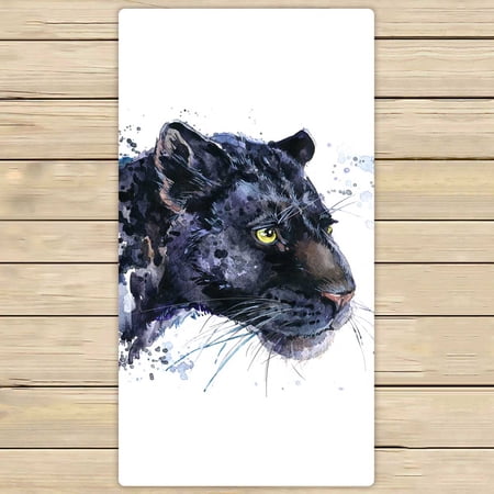 PKQWTM Black Jaguar Watercolor Microfiber Bath Towels Bathroom Body Shower Towel Size 30x56 Inches