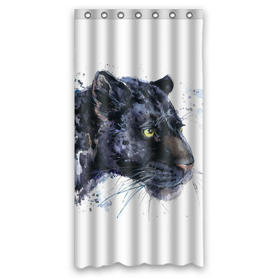 PKQWTM Black Jaguar Watercolor WaterProof Polyester Fabric Shower Curtain Size 36x72 Inches
