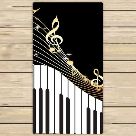 PKQWTM Black Musical Instrument Notes Microfiber Bath Towels Bathroom Body Shower Towel Size 30x56 Inches
