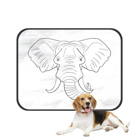 PKQWTM Black White Elephant Face Ink Sketch White Pet Dog Cat Bed Pee Pads Mat Cushion Potty Dogsblankets Crate Bed Kennel 25x30 inch
