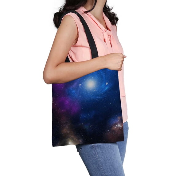 PKQWTM Blue And Brown Space Galaxy Abstract Canvas Shoulder Bags Handbags Tote Bags Shopping Bag