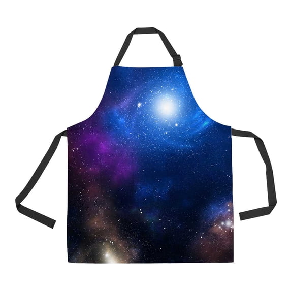PKQWTM Blue And Brown Space Galaxy Abstract Unisex Adjustable Bib Apron with Pockets for Commercial Restaurant and Home Kitchen Use